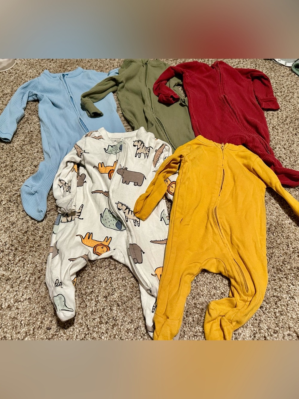 Baby Footed Sleepers - Multicolor Animal & Solid Set